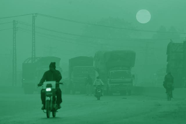 <p>A smog-filled Lahore, Pakistan</p>